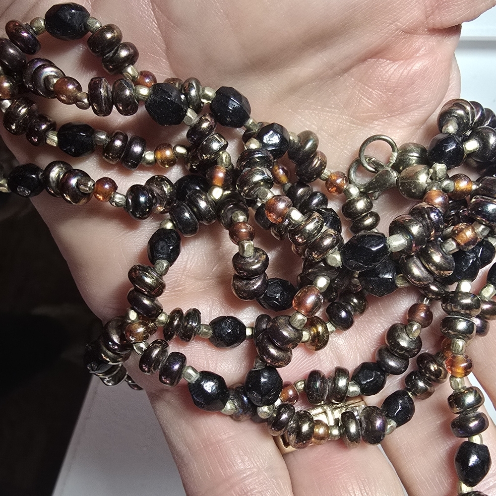 Multi Colored Metallic Colored Beaded Necklace 16"
